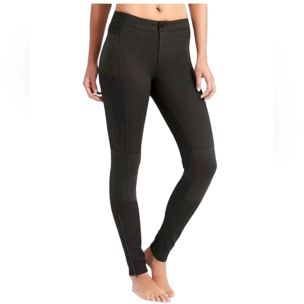 Athleta Trailsetter Ponte Motion Moto Skinny Pants 4 Stretch Green Athleisure